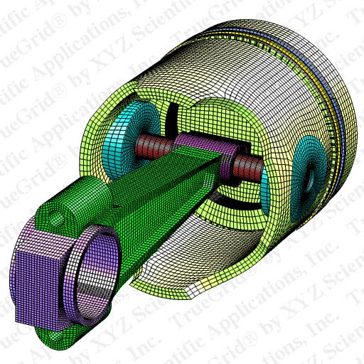 high density mesh of piston and rod