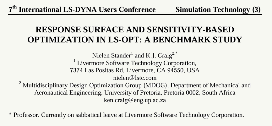 Response Surface and Sensitivity-Based Optimization in LS-OPT: A Benchmark Study 
