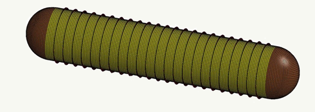 Tripping Instability of Ring Stiffened Cylinders induced by Underwater Explosions