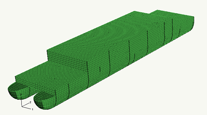 Dynamic Response of a Catamaran-Hull Ship Subjected to Underwater Explosions