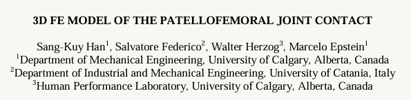 3D FE MODEL OF THE PATELLOFEMORAL JOINT CONTACT